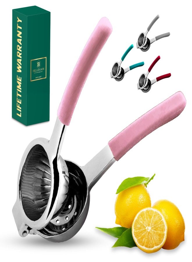 Bellemain Citrus Juicer | Metal Lemon Squeezer | Lime and Lemon Juicer Stainless Steel with Silicone Handles | Manual Juicer, Citrus Squeezer, Hand Held Juicer | Bar Juicer for Bartender (Pink) - Image 1